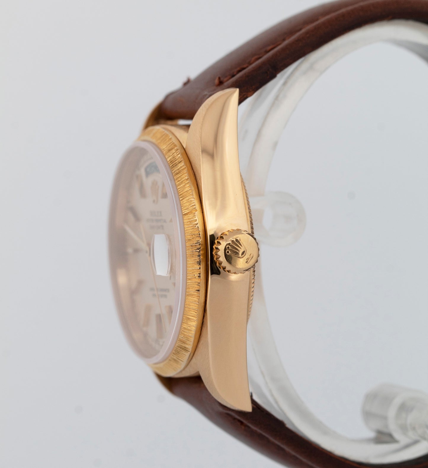 Rolex Day-Date President Silver 36mm Bark 18K Yellow Gold Watch 18038 BOX