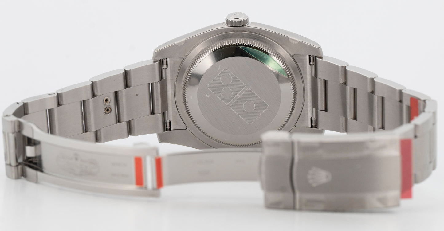 DOMINOS 2015 PAPERS NOS STICKERED Rolex Oyster Perpetual Silver 36mm 116000 BOX