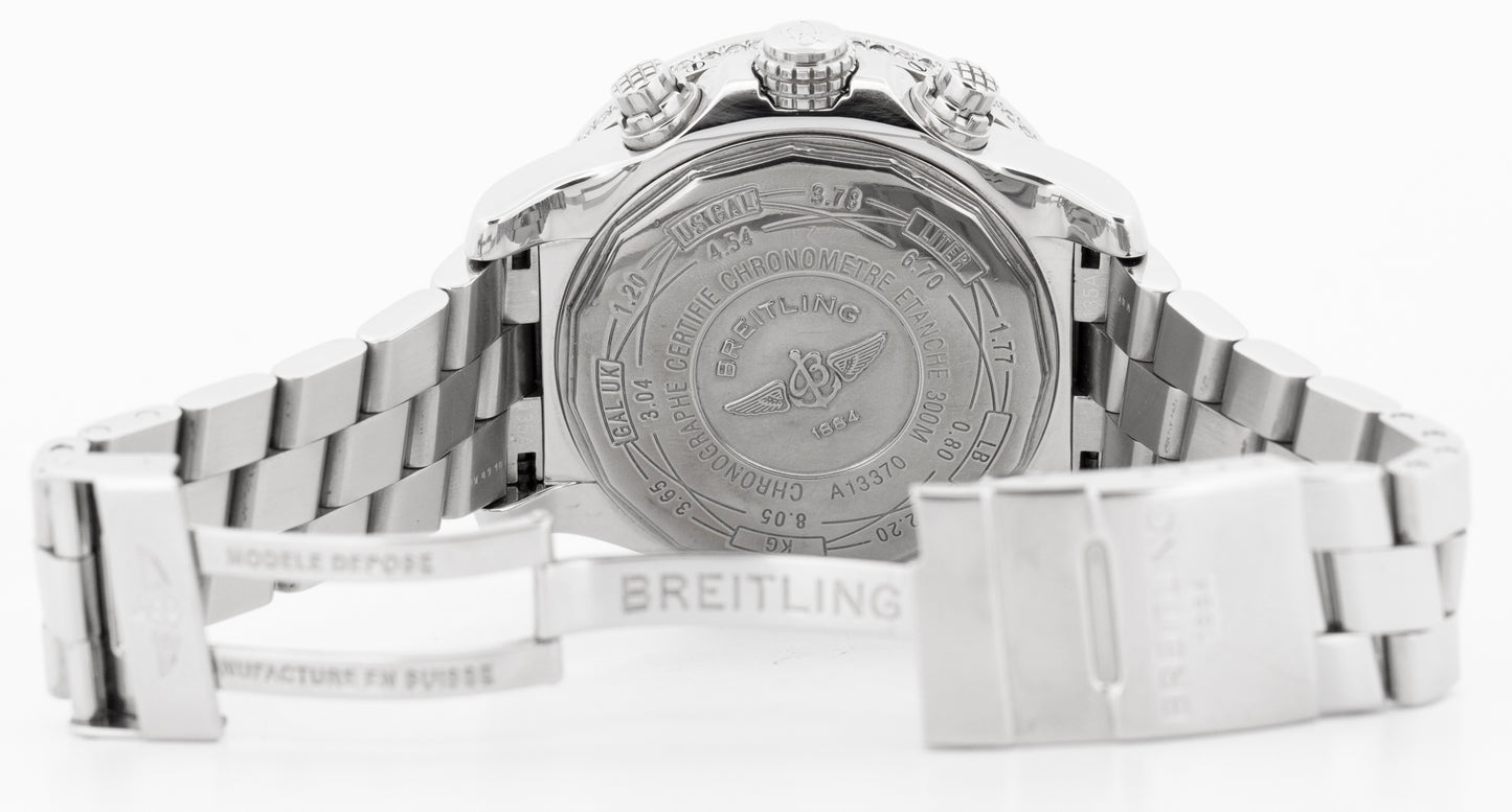 Breitling Super Avenger A13370 White Diamond Stainless Steel 48.4mm Watch