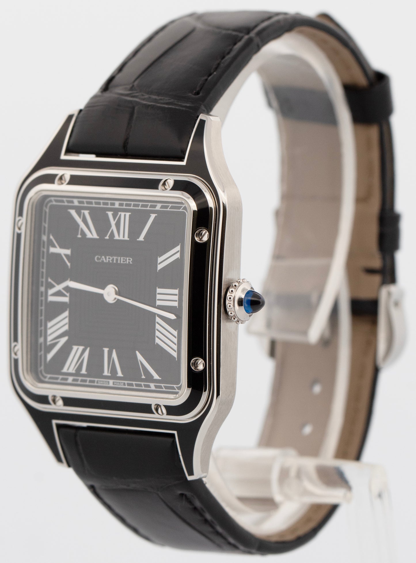 New 2026 Cartier Santos-Dumont Large Black Lacquer WSSA0046 4298 Box Papers