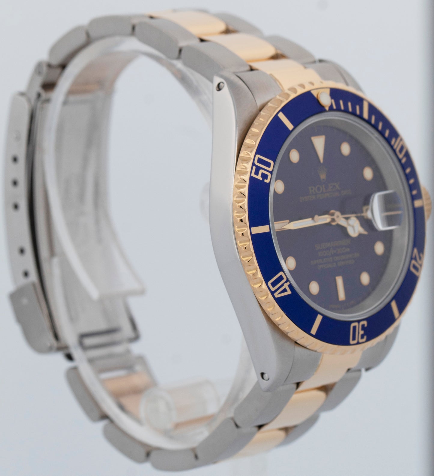 1991 PAPERS Rolex Submariner Date 40mm Two-Tone Steel 18K GOLD Blue 16613 BOX