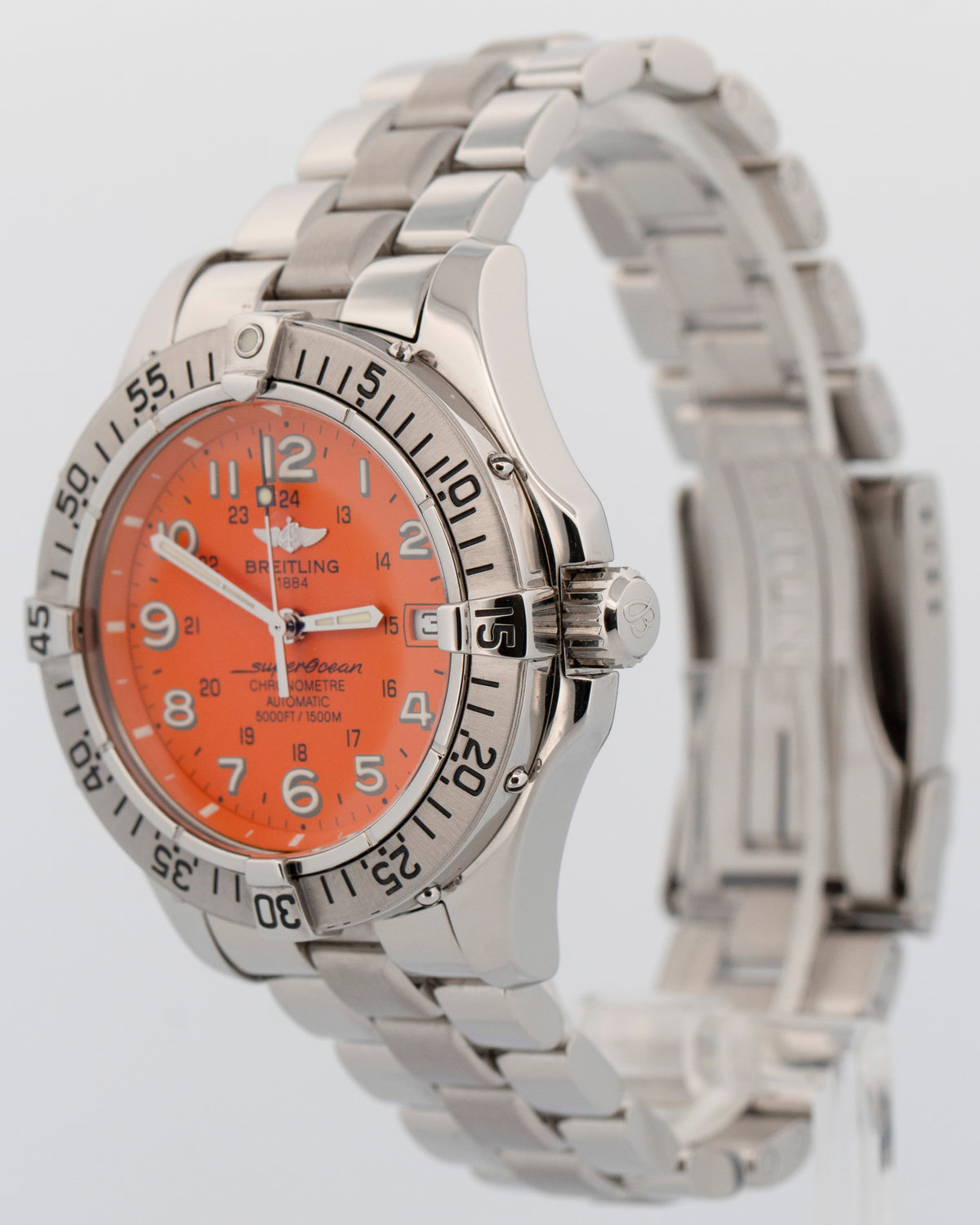 Breitling Superocean 42 A17360 Orange Stainless Steel 42mm Watch Box Papers