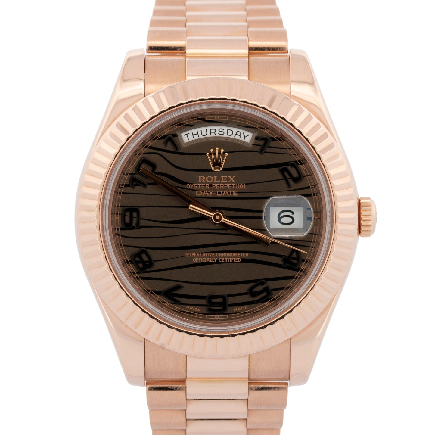 2025 RSC PAPERS Rolex Day-Date II 41mm President CHOCOLATE WAVE Rose Gold 218235