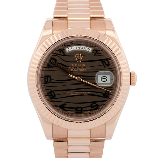 2025 RSC PAPERS Rolex Day-Date II 41mm President CHOCOLATE WAVE Rose Gold 218235