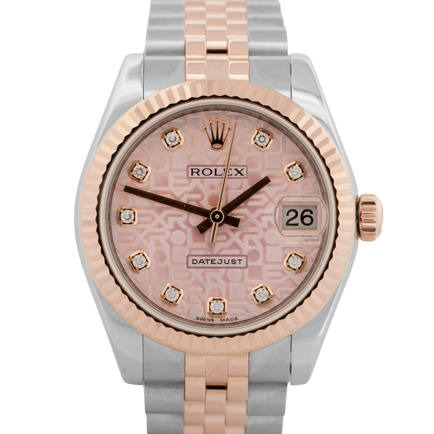 Rolex DateJust PINK Jubilee DIAMOND Computer Two-Tone Rose Gold 31mm 178271