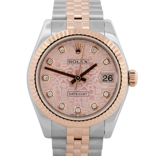 Rolex DateJust PINK Jubilee DIAMOND Computer Two-Tone Rose Gold 31mm 178271