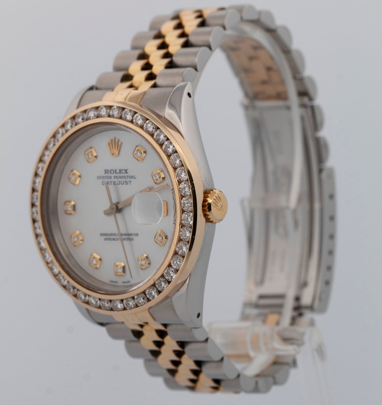 Rolex DateJust Two-Tone MOP DIAMOND Yellow Gold Steel 36mm 16233 Watch BOX