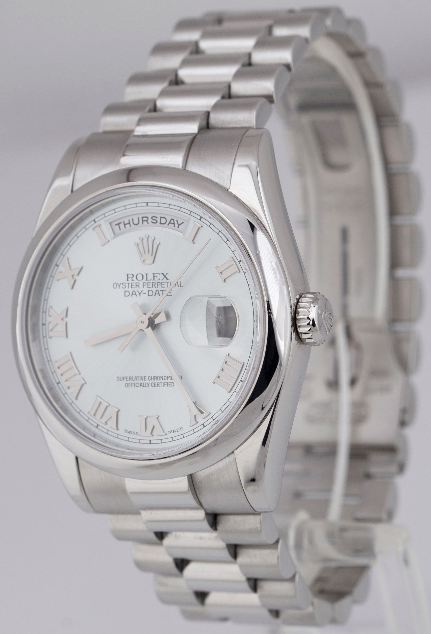 MINT PAPERS Rolex Day-Date Presidential 36mm Glacier Blue Platinum 118206 BOX