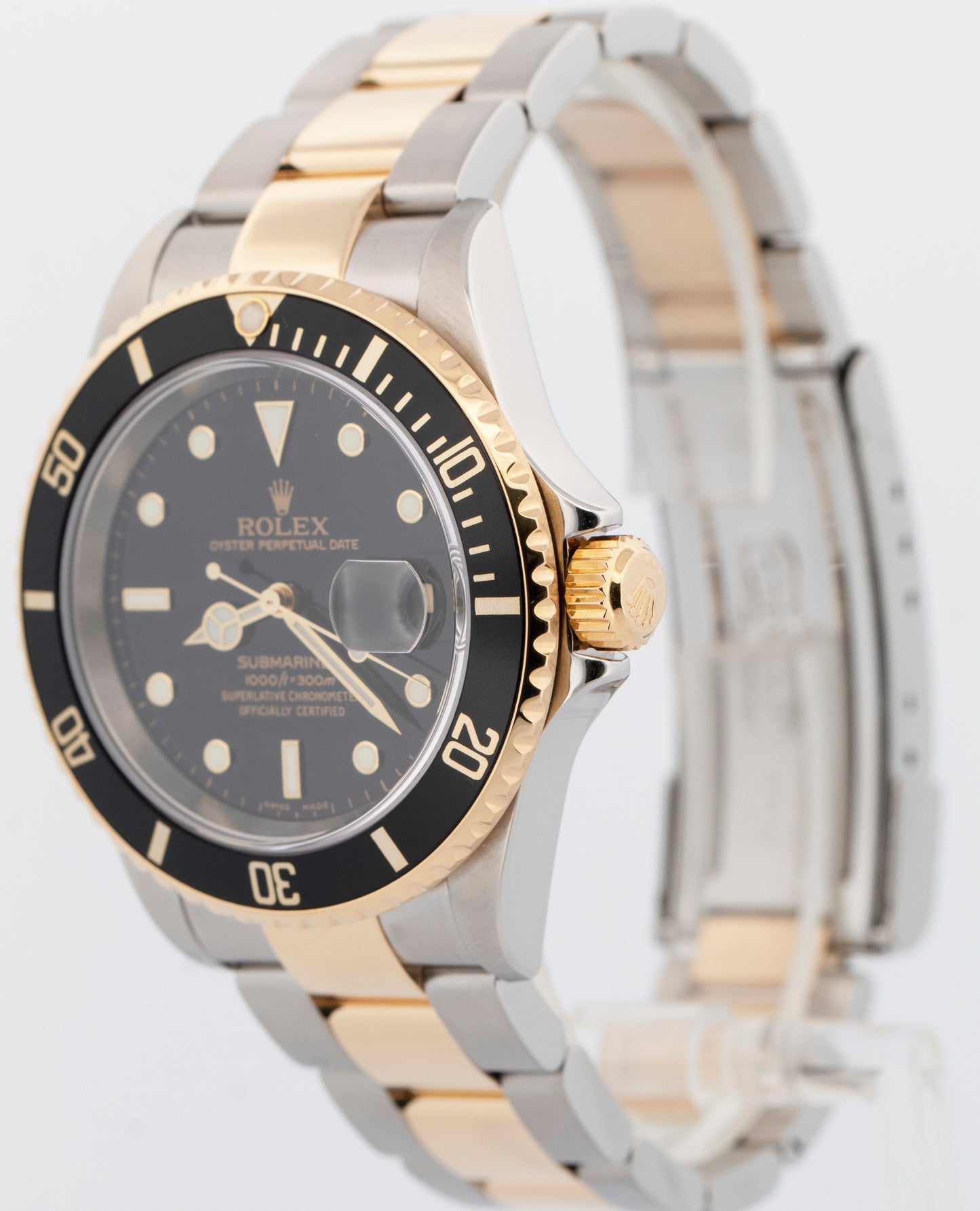 2006 PAPERS Rolex Submariner Date BLACK Two-Tone Gold 40mm 16613 LN Watch BOX