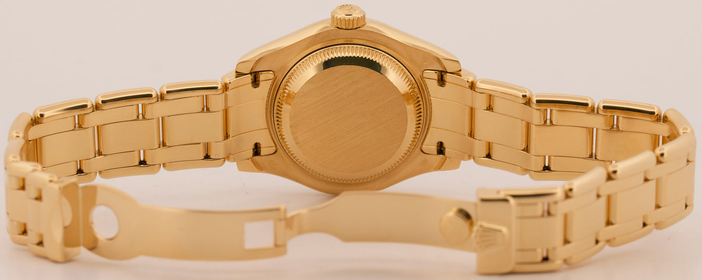2001 PAPERS Rolex DateJust Pearlmaster CHAMPAGNE DIAMOND 18K Gold 29mm 80298 BOX
