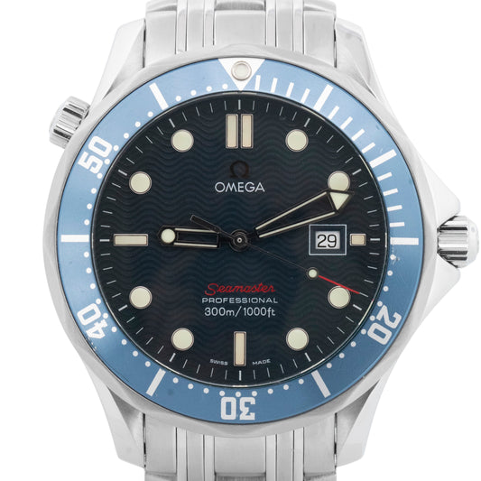 PAPERS Omega Seamaster 2221.80 Blue Wave Date Stainless Steel 41mm Quartz Watch