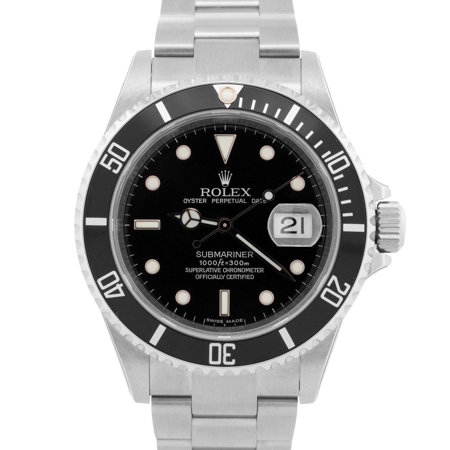 NOS 2008 Rolex Submariner Date 16610 Black Rehaut Steel 40mm Watch Box Papers