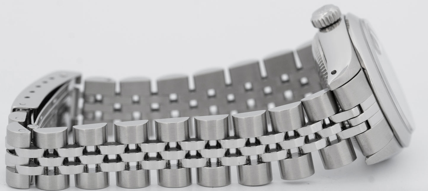 PAPERS Ladies Rolex Date 26mm Blue Stainless Steel Jubilee Watch 69160 BOX