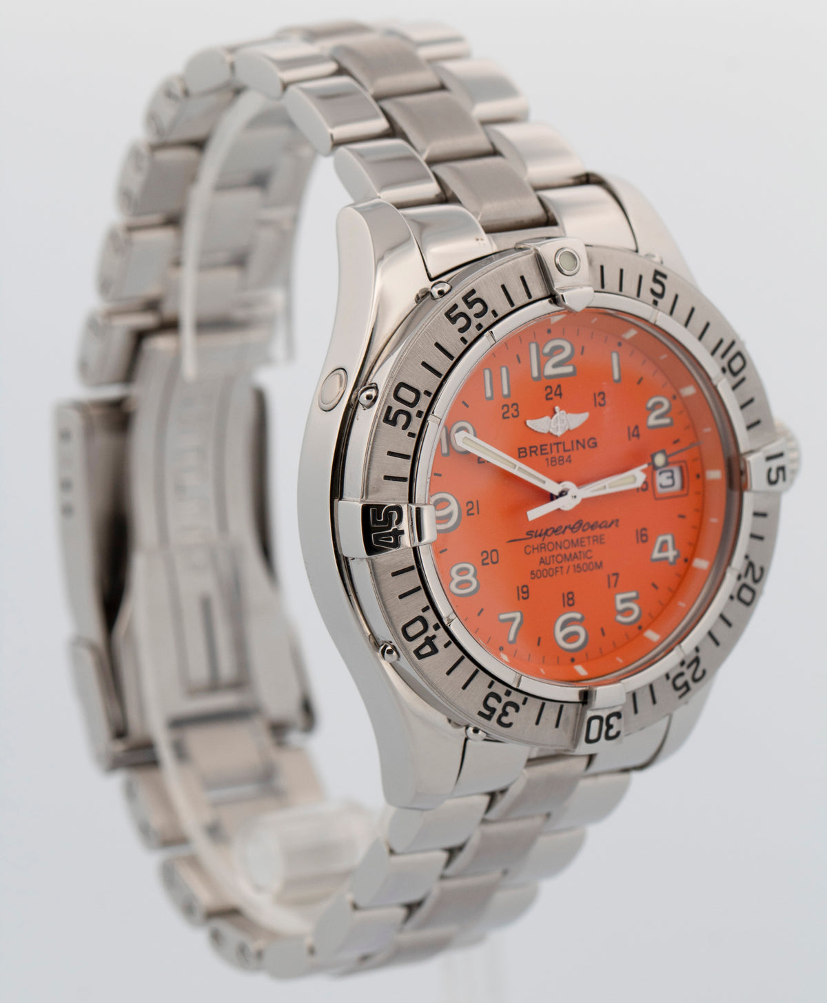Breitling Superocean 42 A17360 Orange Stainless Steel 42mm Watch Box Papers