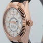 PAPERS Rolex Sky-Dweller WHITE 18K Rose Gold Fluted Oysterflex 326235 42mm BOX