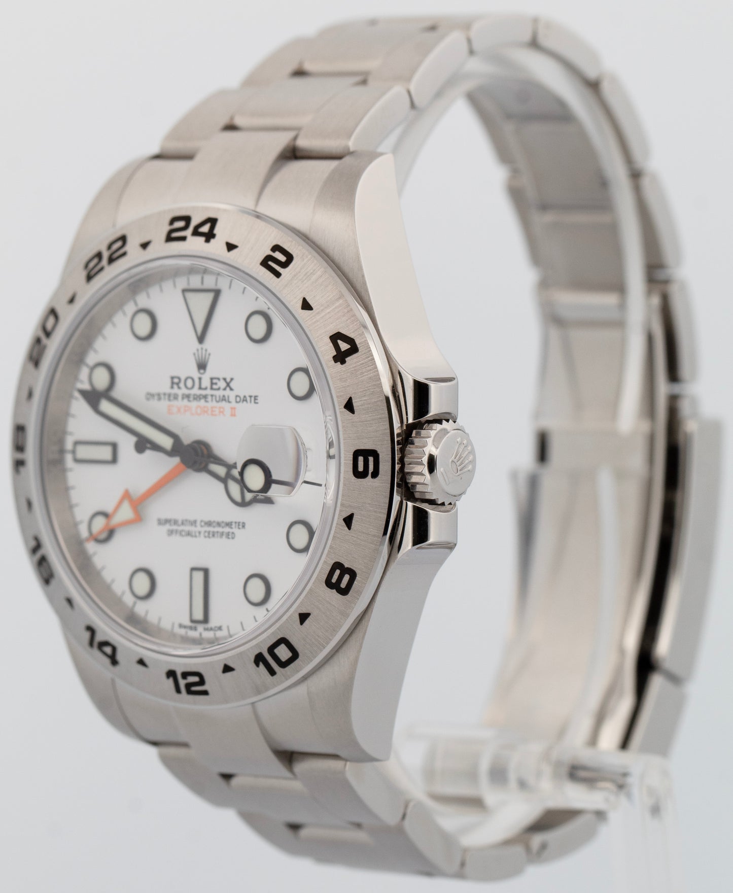 NOS 2019 PAPERS Rolex Explorer II 42mm POLAR WHITE Orange Steel Watch 216570 BOX
