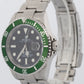 PAPERS Rolex Submariner Date 40mm KERMIT Green Stainless NO-HOLES 16610 LV BOX