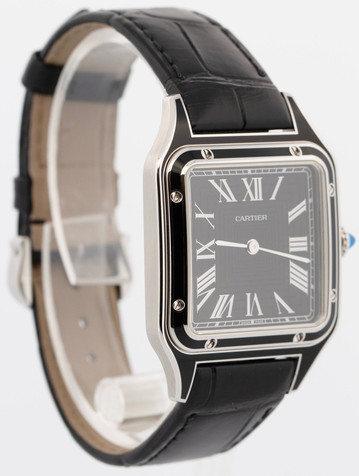 New 2026 Cartier Santos-Dumont Large Black Lacquer WSSA0046 4298 Box Papers