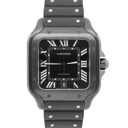 PAPERS Cartier Santos 39.8mm ADLC Black Stainless Steel 4072 Watch WSSA0039 BOX