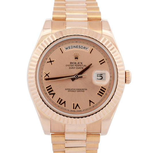 Rolex Day-Date II 218235 President 18K Rose Gold Sundust Roman 41mm Watch