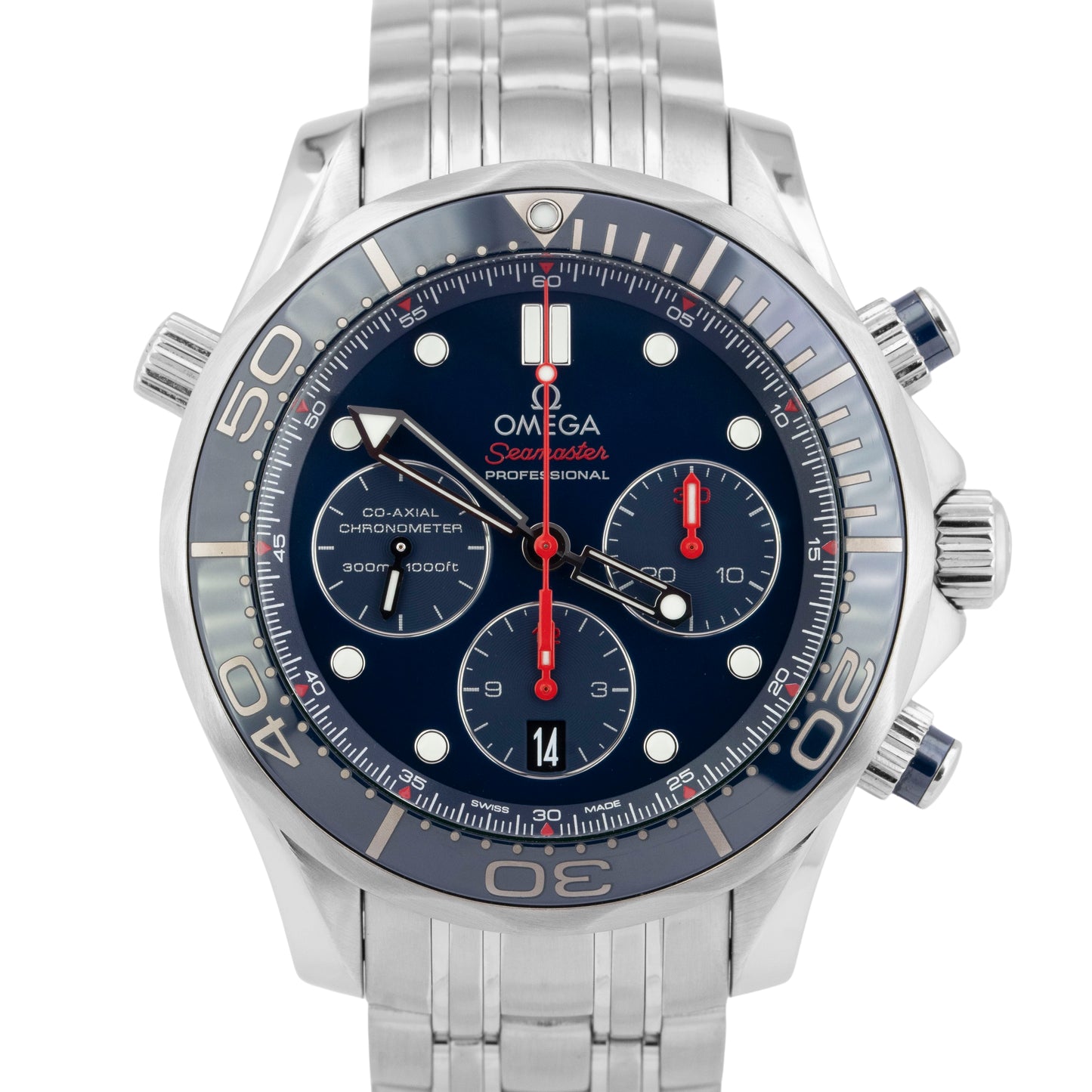 Omega Seamaster Chronograph 44mm Blue Stainless Steel 212.30.44.50.03.001 Watch