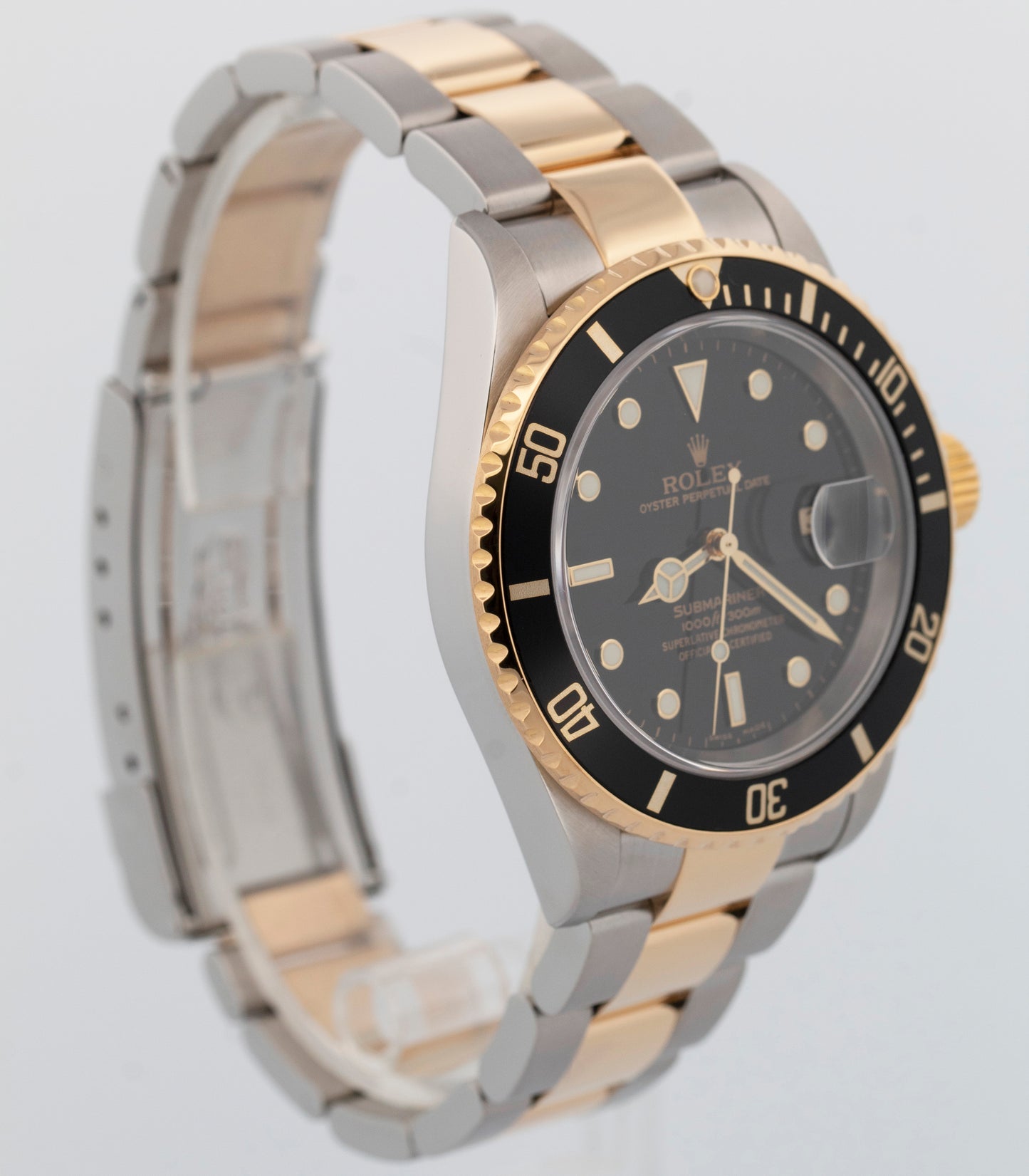 2006 PAPERS Rolex Submariner Date BLACK Two-Tone Gold 40mm 16613 LN Watch BOX