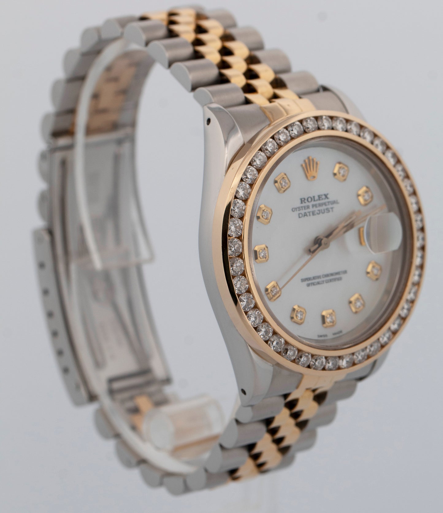 Rolex DateJust Two-Tone MOP DIAMOND Yellow Gold Steel 36mm 16233 Watch BOX
