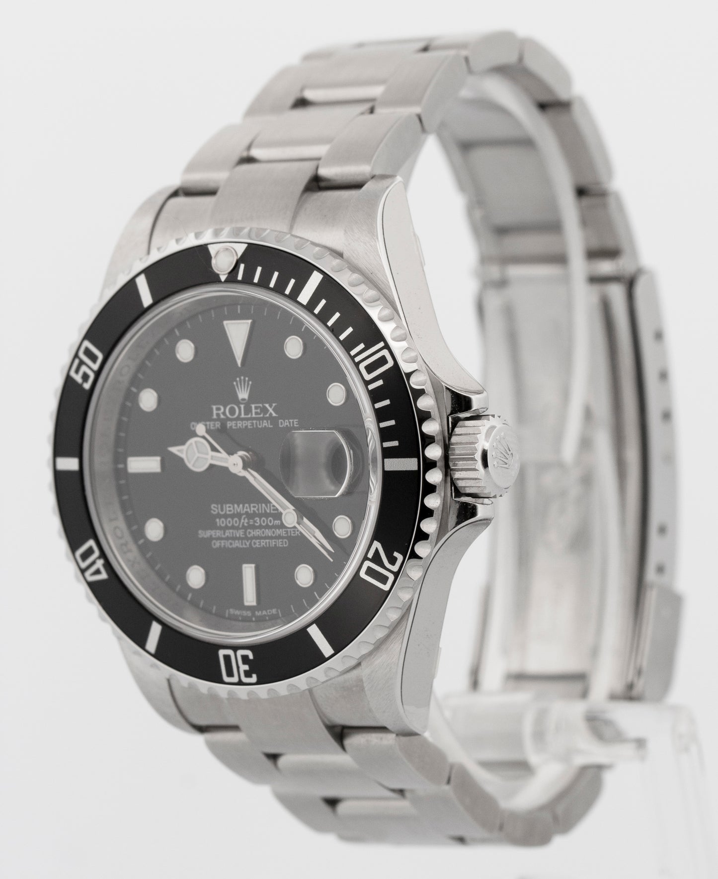 NOS 2008 Rolex Submariner Date 16610 Black Rehaut Steel 40mm Watch Box Papers