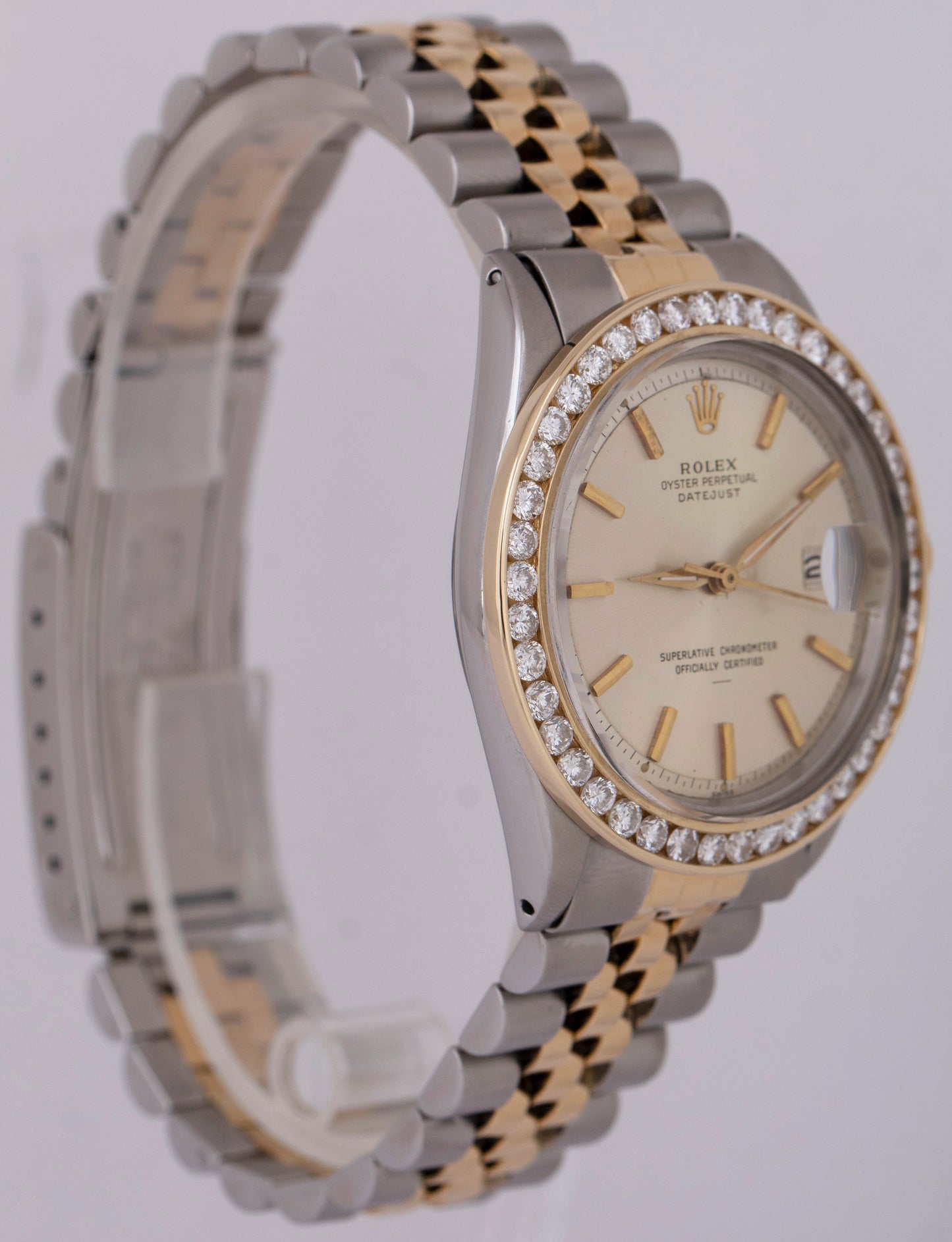 Rolex DateJust 36mm Two-Tone Silver DIAMOND 18K Gold Steel JUBILEE Watch 1601