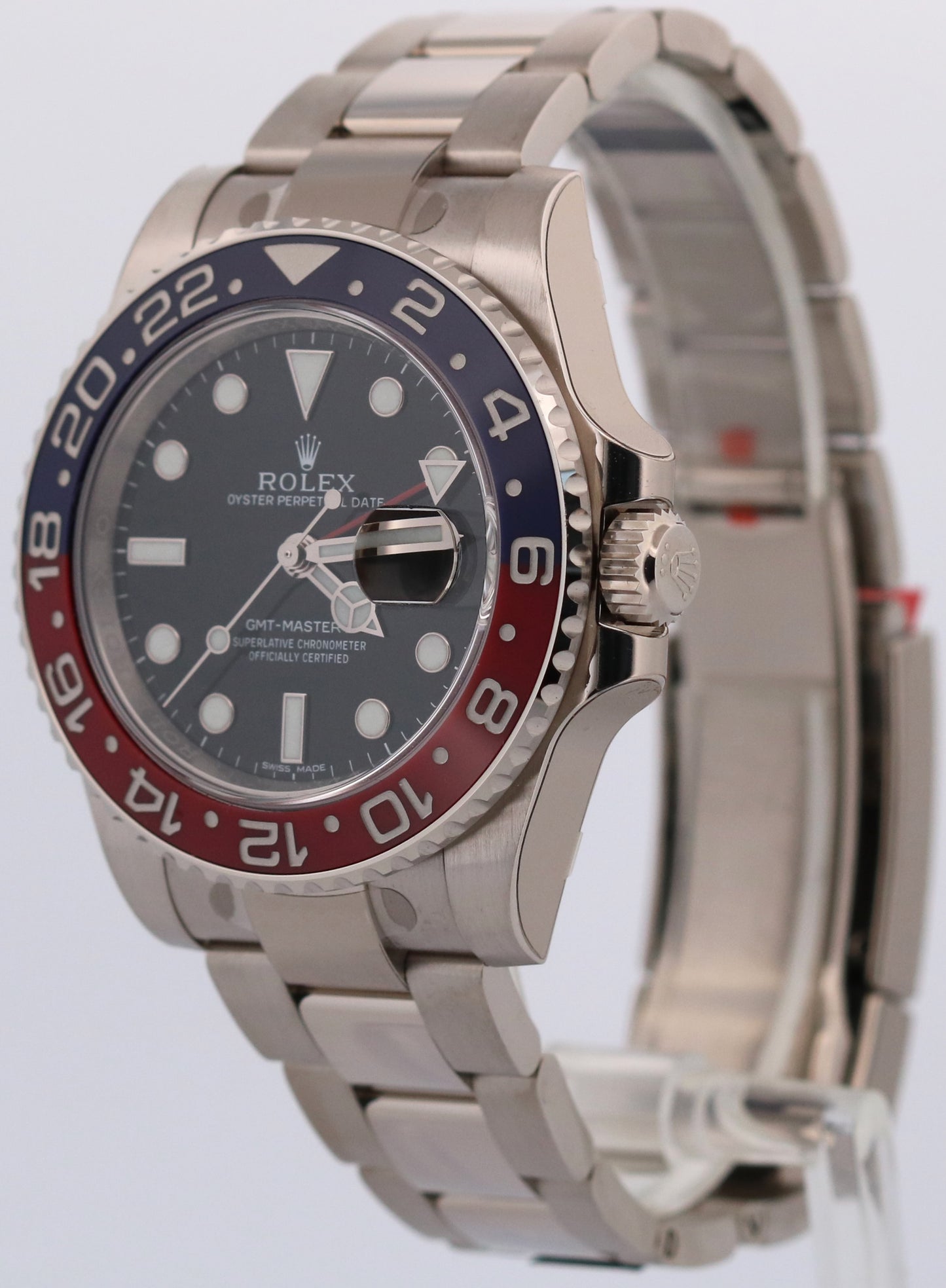 NOS STICKERED 2014 PAPERS Rolex GMT-Master II PEPSI 18K Gold 116719 BLRO BOX