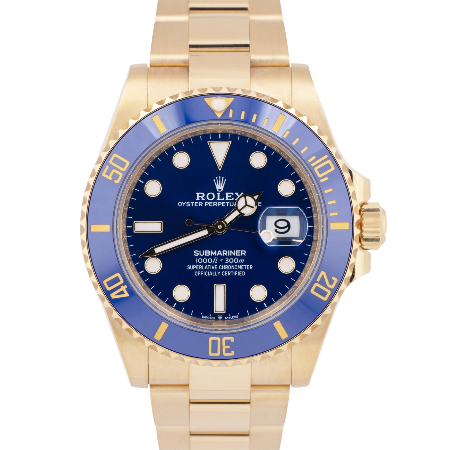 NEW PAPERS Rolex Submariner Date 41mm 18K Yellow Gold Blue Watch 126618 LB BOX