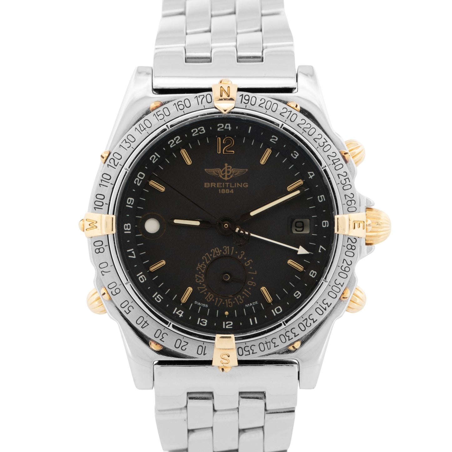 Breitling Windrider Duograph BLACK Two-Tone Gold Steel 38mm B15047 Watch