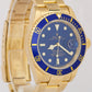 Rolex Submariner Date BLUE 18K Yellow Gold REHAUT 40mm Watch 16618 Watch BOX