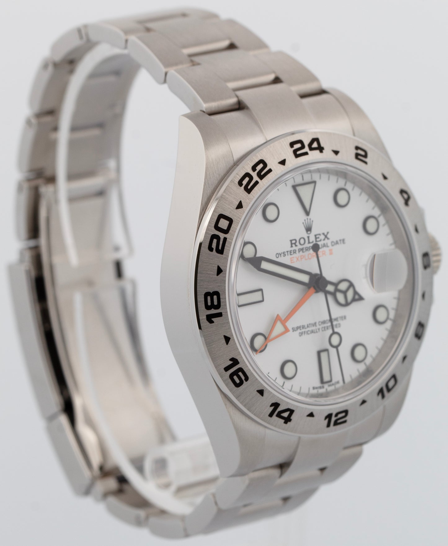 NOS 2019 PAPERS Rolex Explorer II 42mm POLAR WHITE Orange Steel Watch 216570 BOX