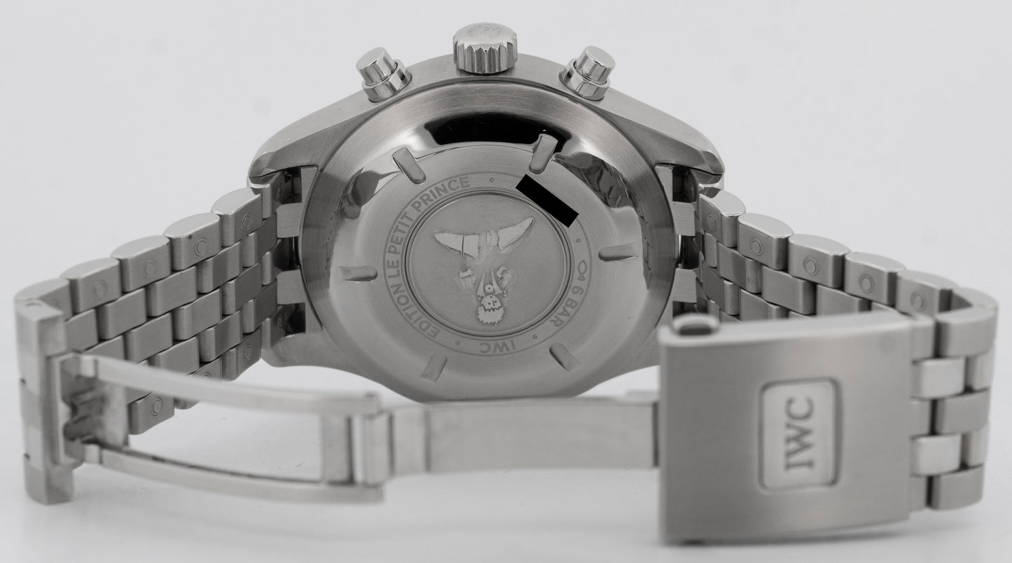 PAPERS IWC Pilot Le Petit Prince BLUE 43mm Steel Chronograph IW377717 BOX