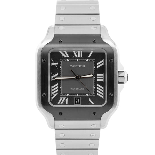 2025 PAPERS Cartier Santos Large 39.8mm BLACK ADLC Gray 4072 WSSA0037 Watch BOX