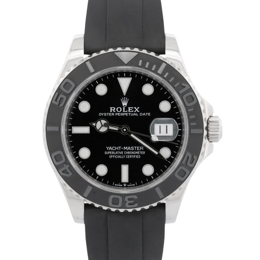 PAPERS Rolex Yacht-Master 18K White Gold Oysterflex Black 42mm Watch 226659 BOX