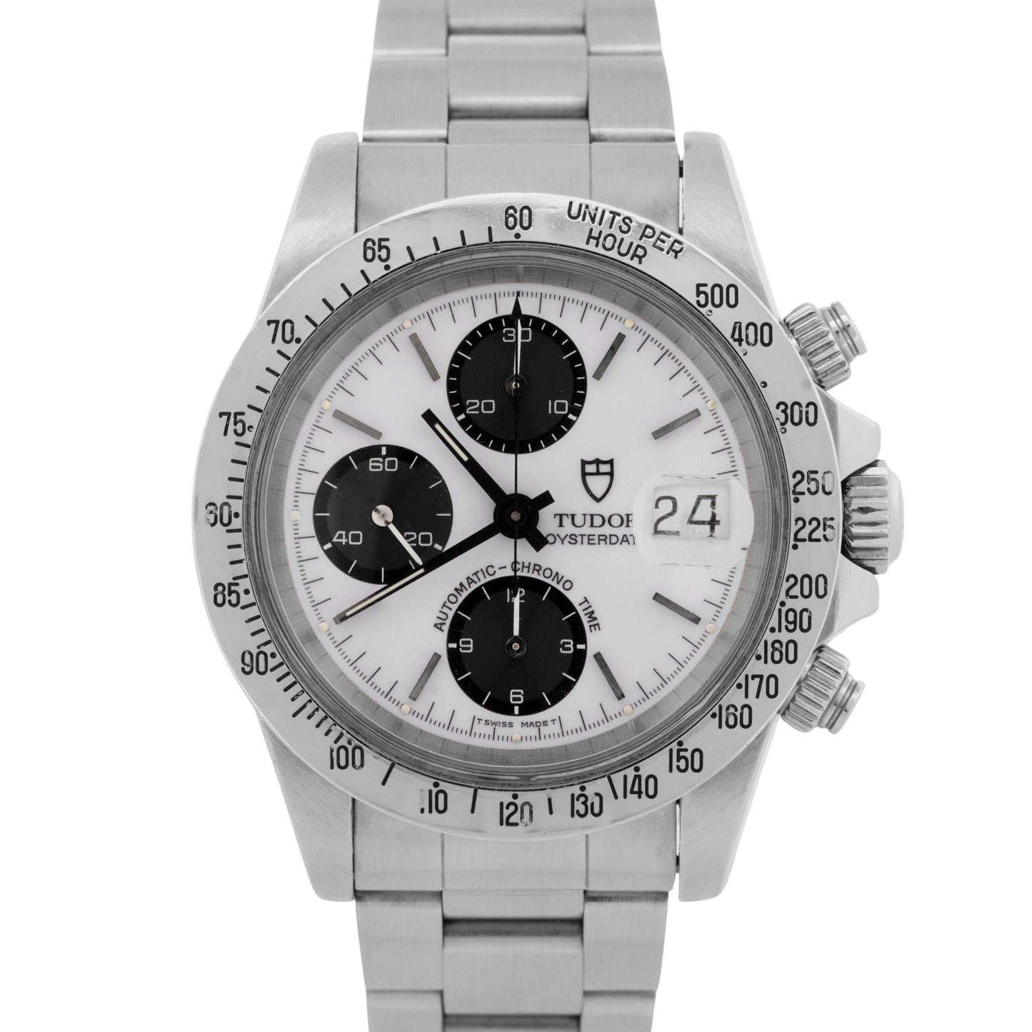 Tudor Oyster Date Chronograph Big Block White 79180 40mm Steel Watch BOX