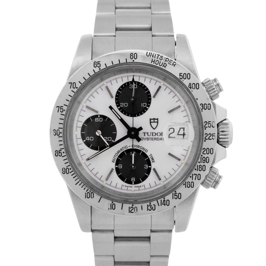 Tudor Oyster Date Chronograph Big Block White 79180 40mm Steel Watch BOX