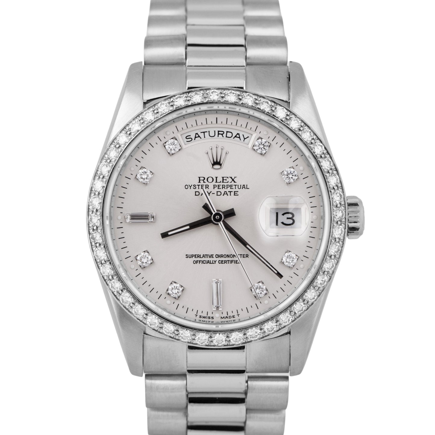 MINT Rolex Day-Date President FACTORY DIAMOND 36mm 950 Platinum Watch 18346