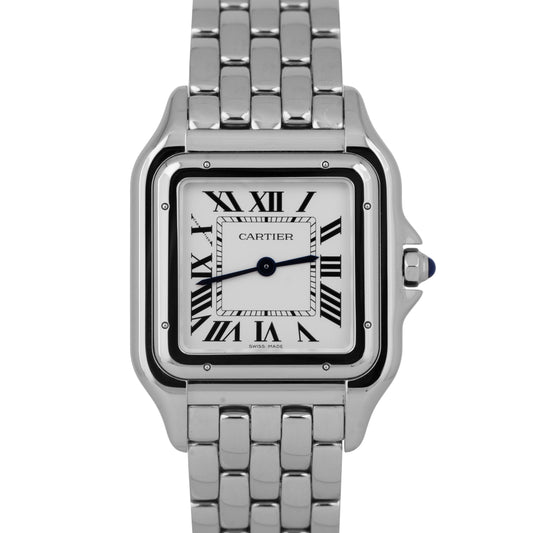 NEW PAPERS Cartier Panthere Large Steel White Roman 31mm Watch 4575 WSPN0011 BOX