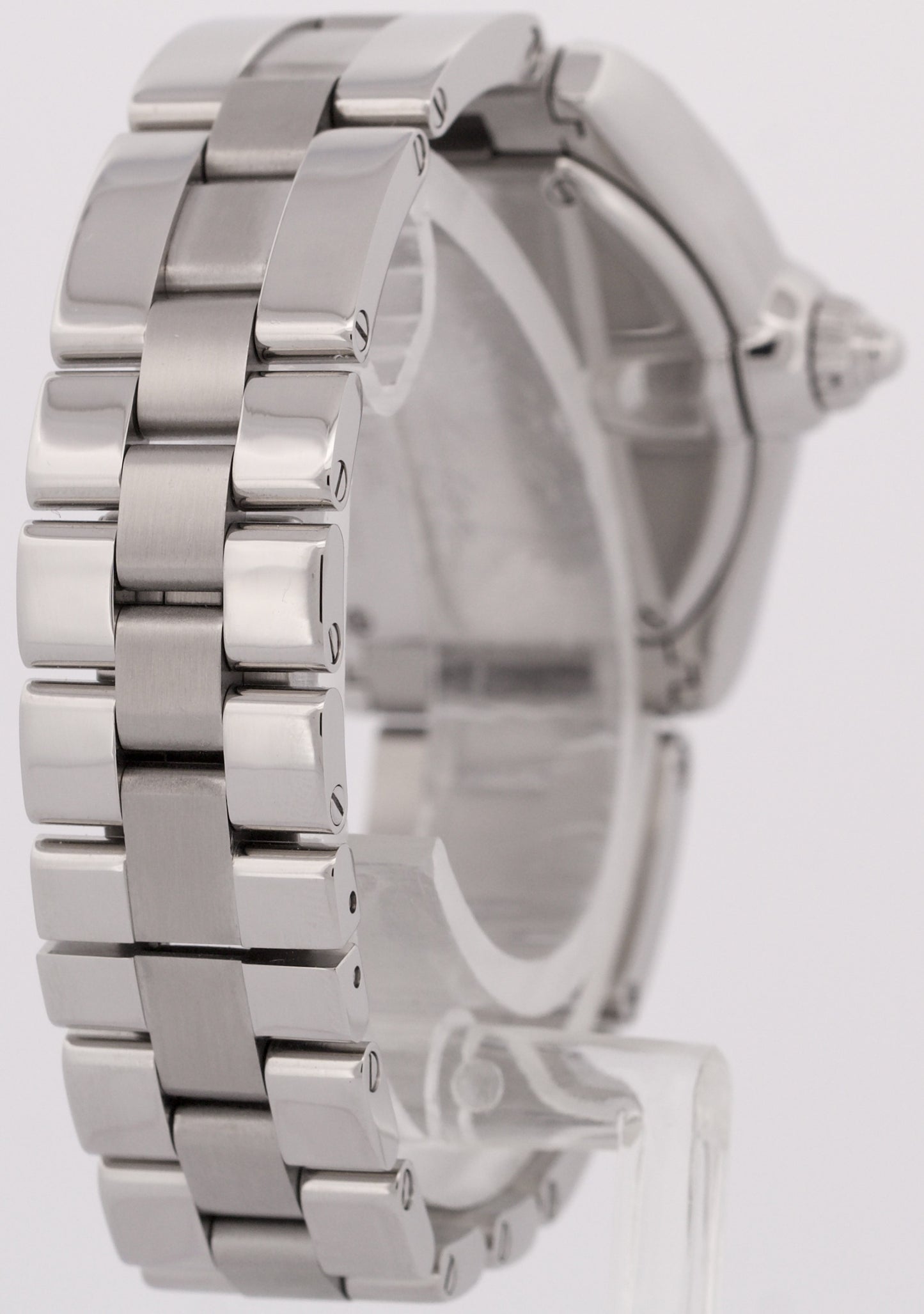 MINT Ladies Cartier Roadster SILVER Roman 2675 31mm Quartz Stainless Steel Watch