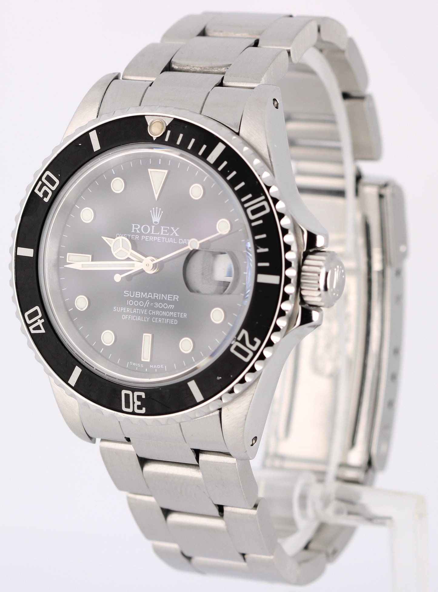 VINTAGE Rolex Submariner Date Stainless Steel Black 40mm 168000 Watch