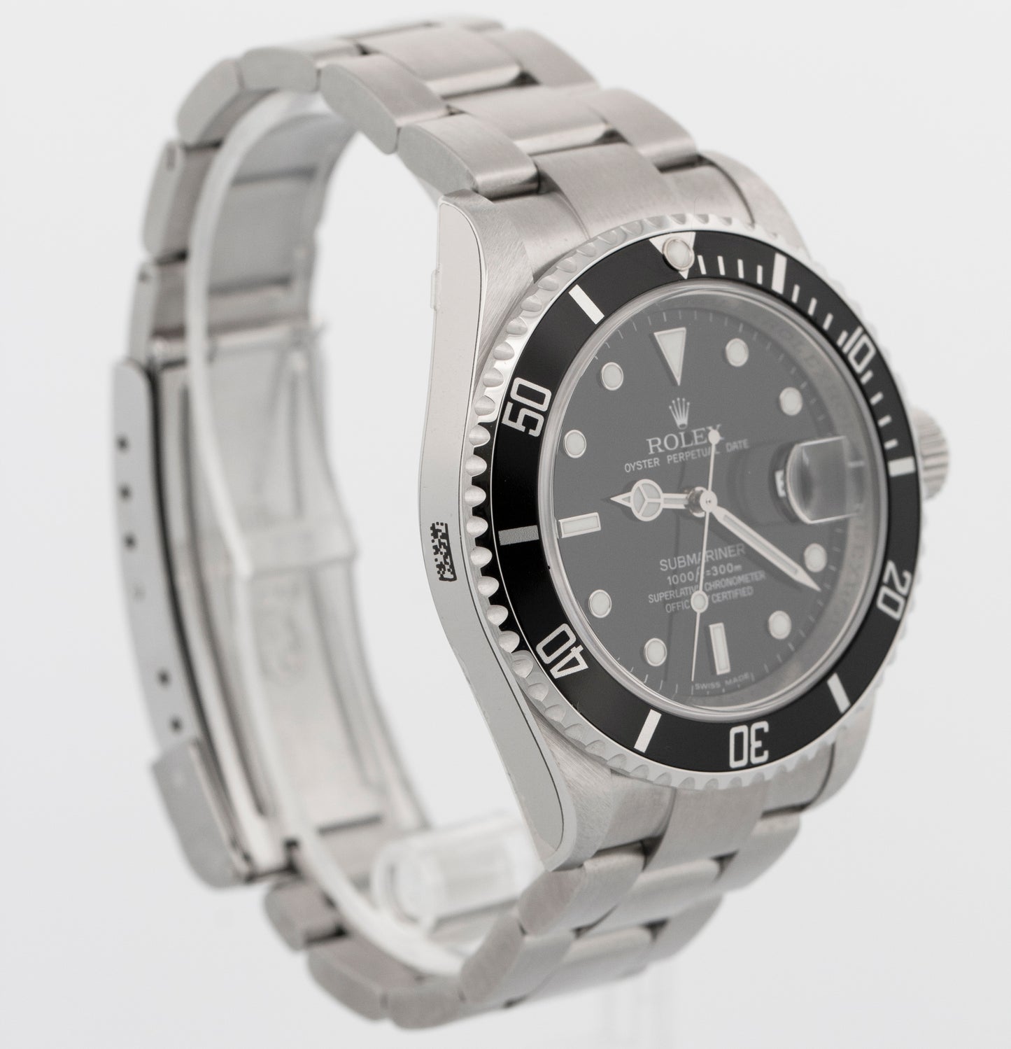 NOS 2008 Rolex Submariner Date 16610 Black Rehaut Steel 40mm Watch Box Papers