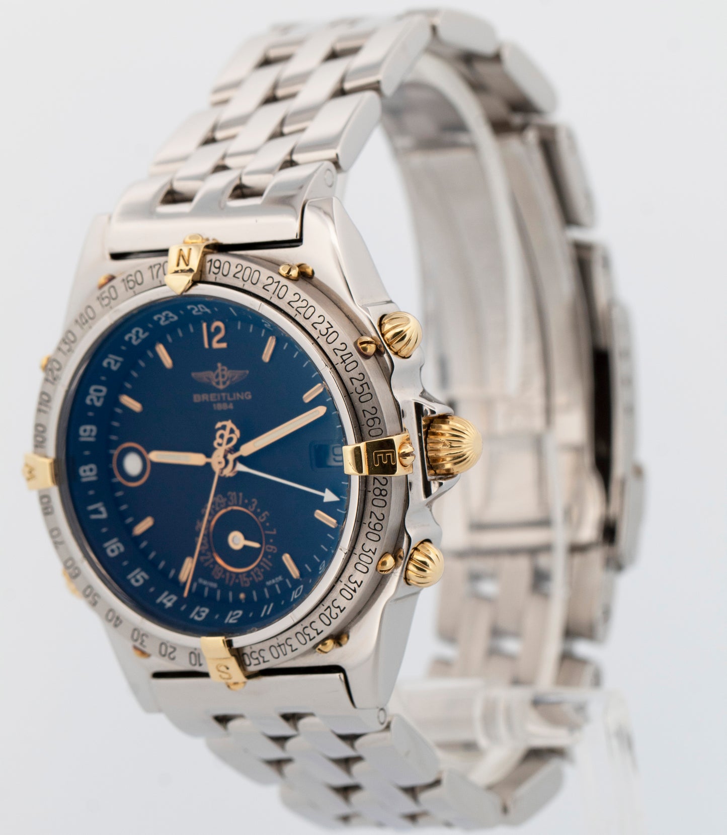 Breitling Windrider Duograph BLACK Two-Tone Gold Steel 38mm B15047 Watch