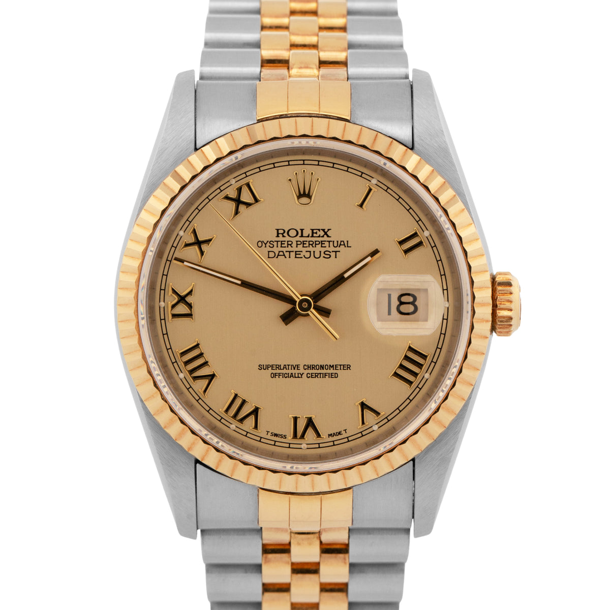 1993 Rolex DateJust 16233 Champagne Two-Tone Yellow Gold 36mm Watch Box Papers