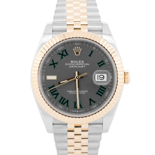 PAPERS Rolex DateJust 41mm WIMBLEDON Two-Tone 18K Gold Fluted JUBILEE 126333 BOX