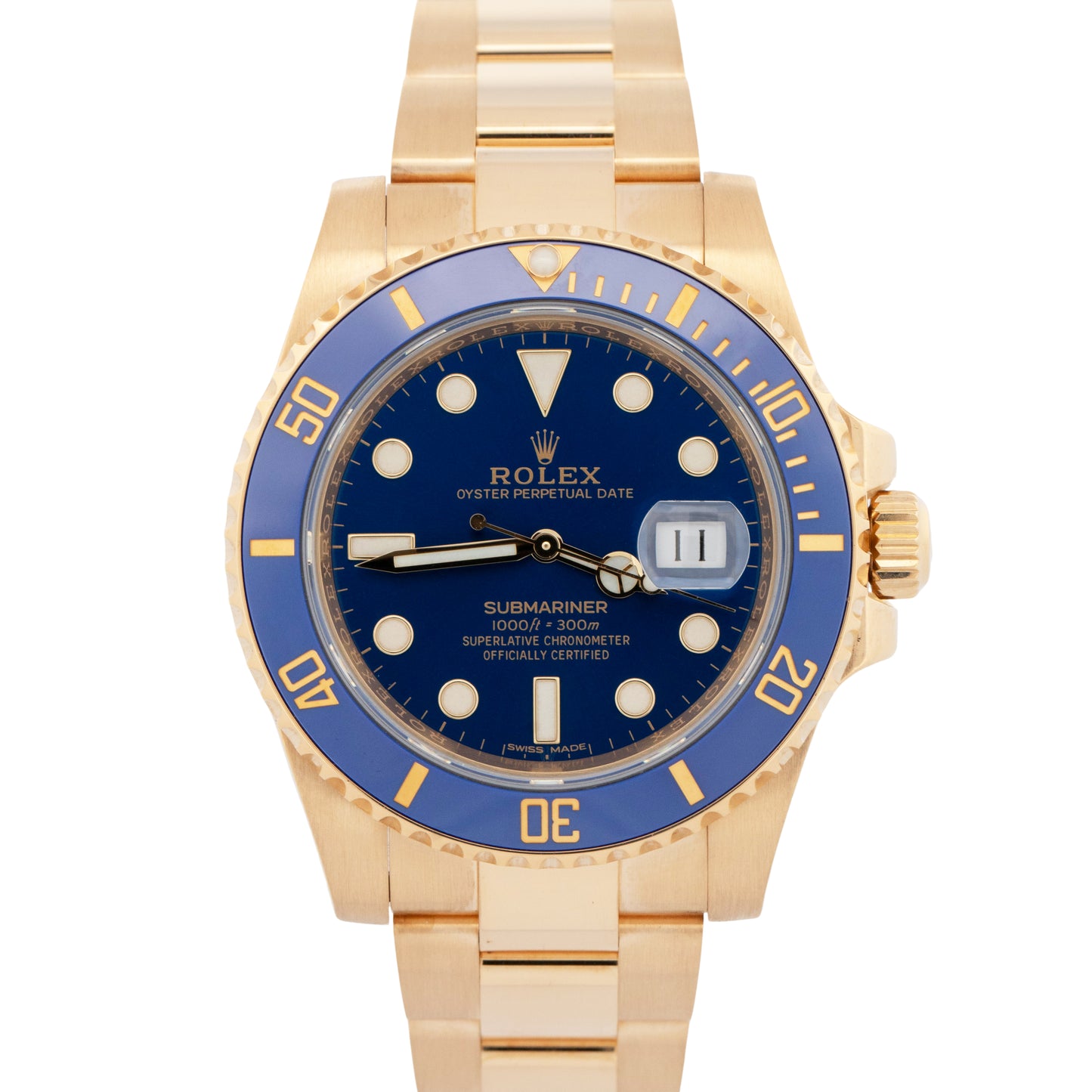Rolex Submariner Date BLUE 18k Yellow Gold 40mm Ceramic 116618 LB Watch BOX
