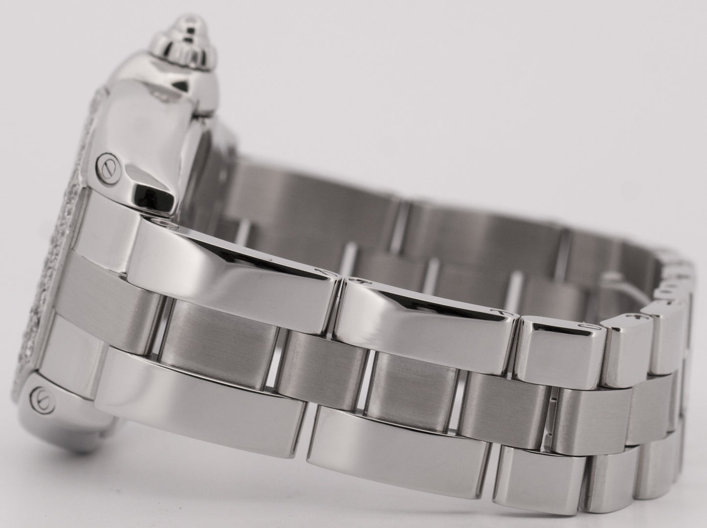 MINT Ladies Cartier Roadster SILVER Roman 2675 31mm Quartz Stainless Steel Watch