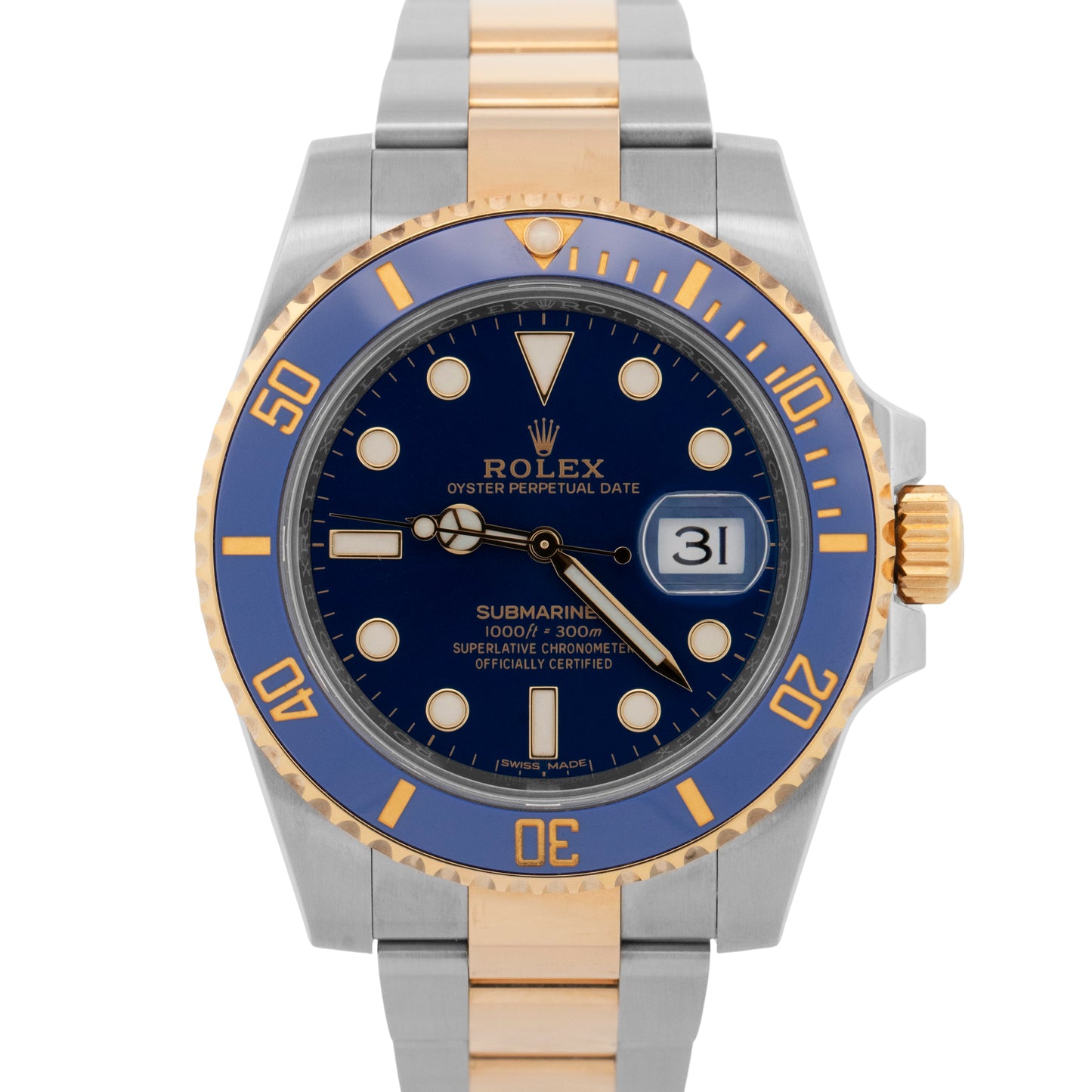 2018 PAPERS Rolex Submariner Date BLUE Two-Tone 18K Steel 40mm 116613 LB BOX